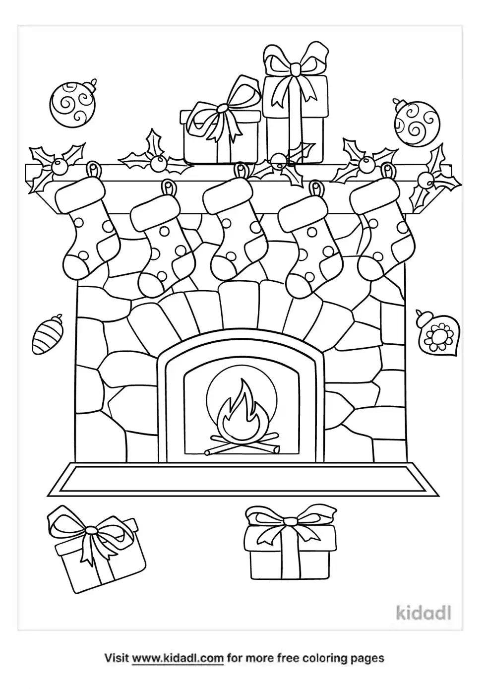 Chimney With Stockings Coloring Page