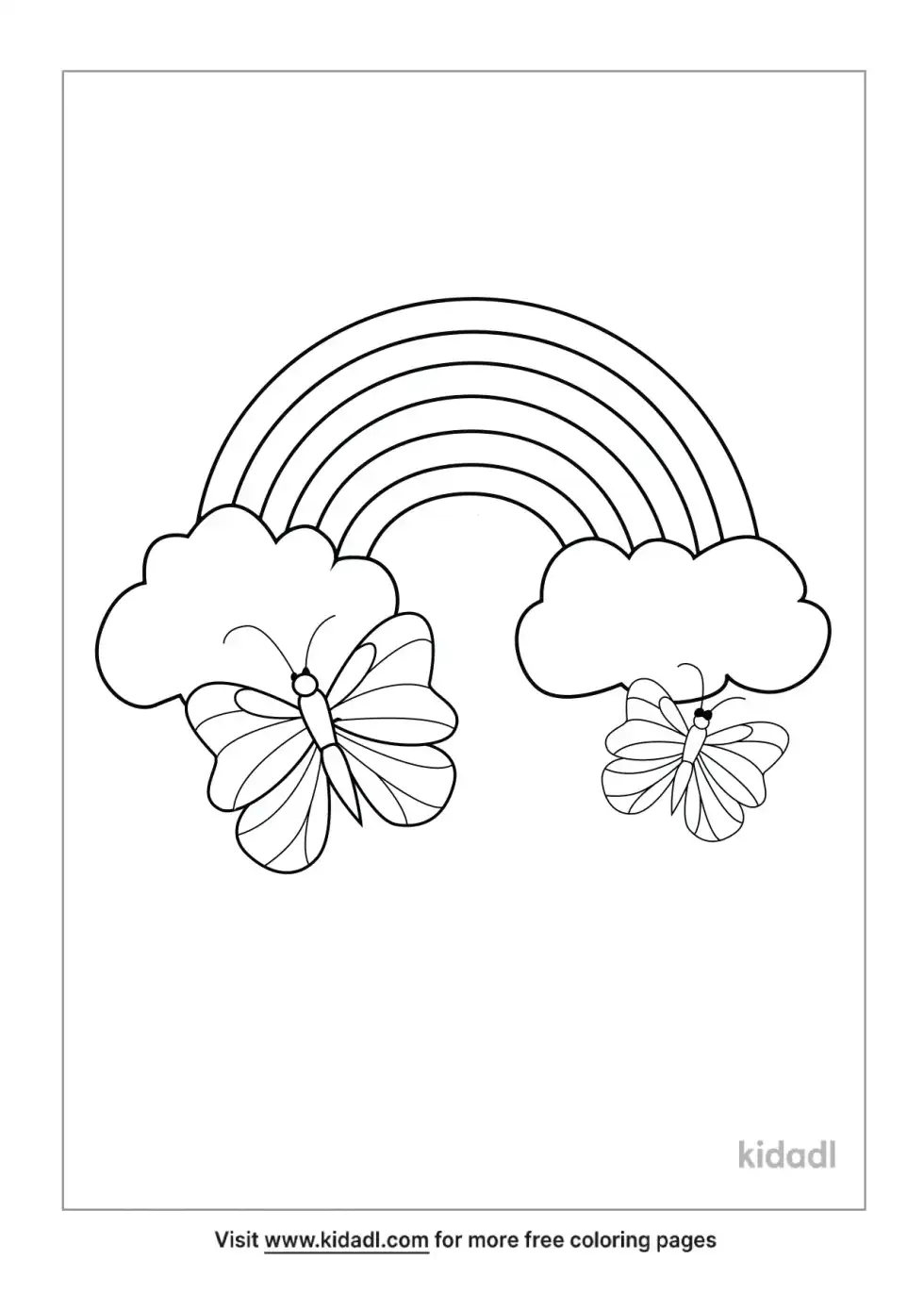 Rainbows And Butterflies Coloring Page