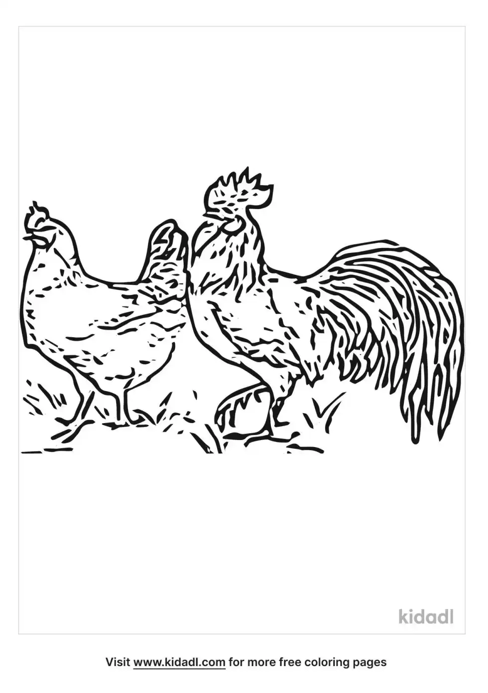 Hen And Rooster Coloring Page