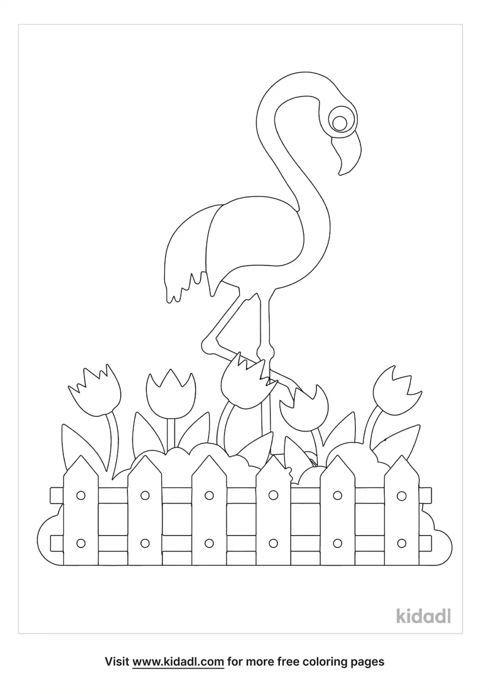 Garden Flamingo Coloring Page