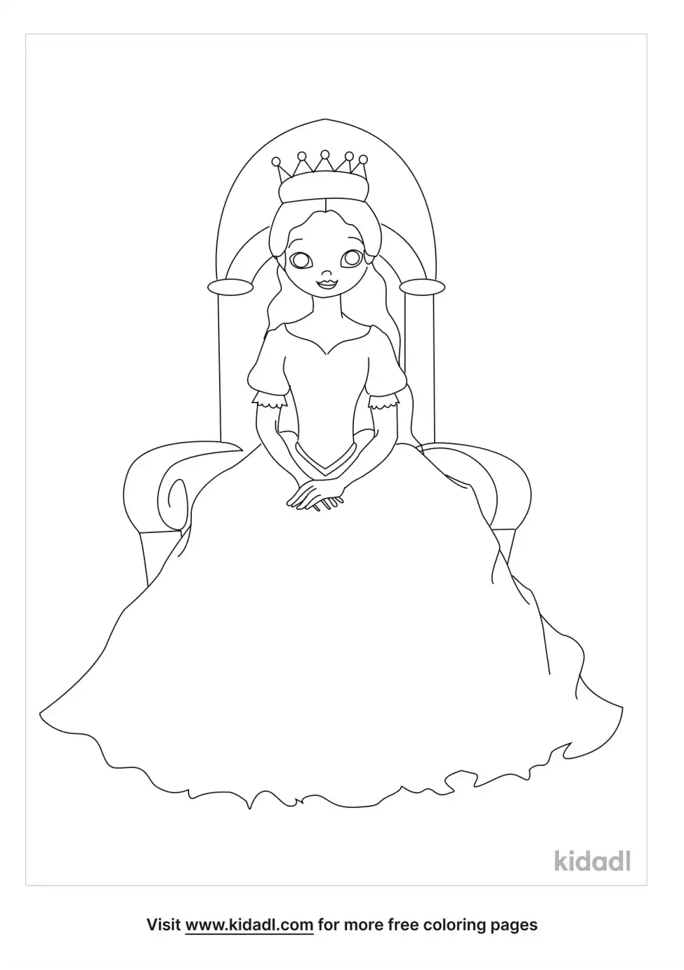 Sitting Princess Coloring Page