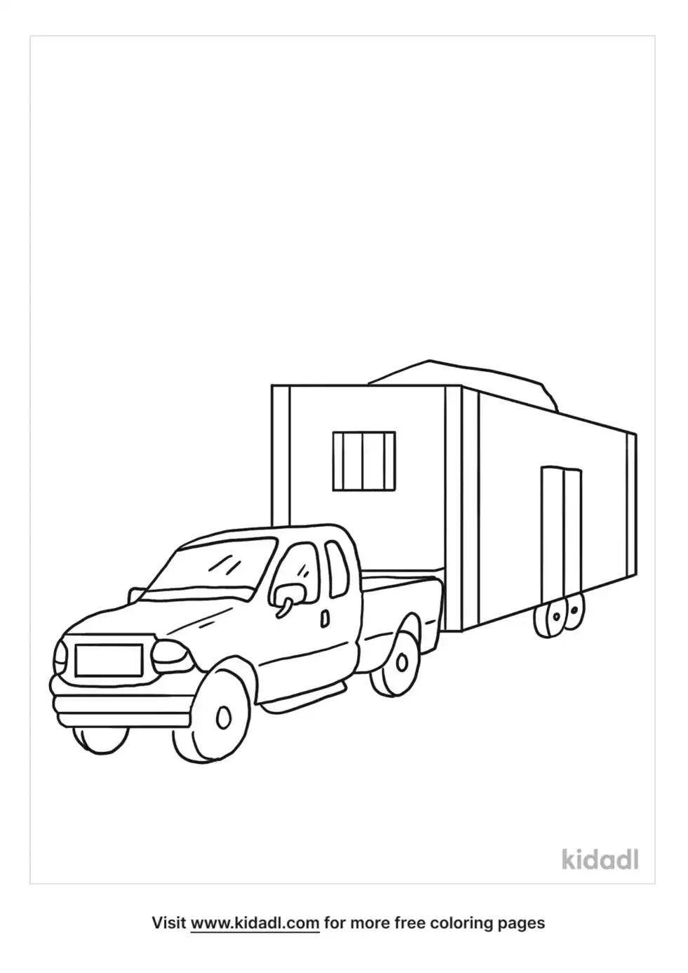 Pickup Truck With Trailer Coloring Page