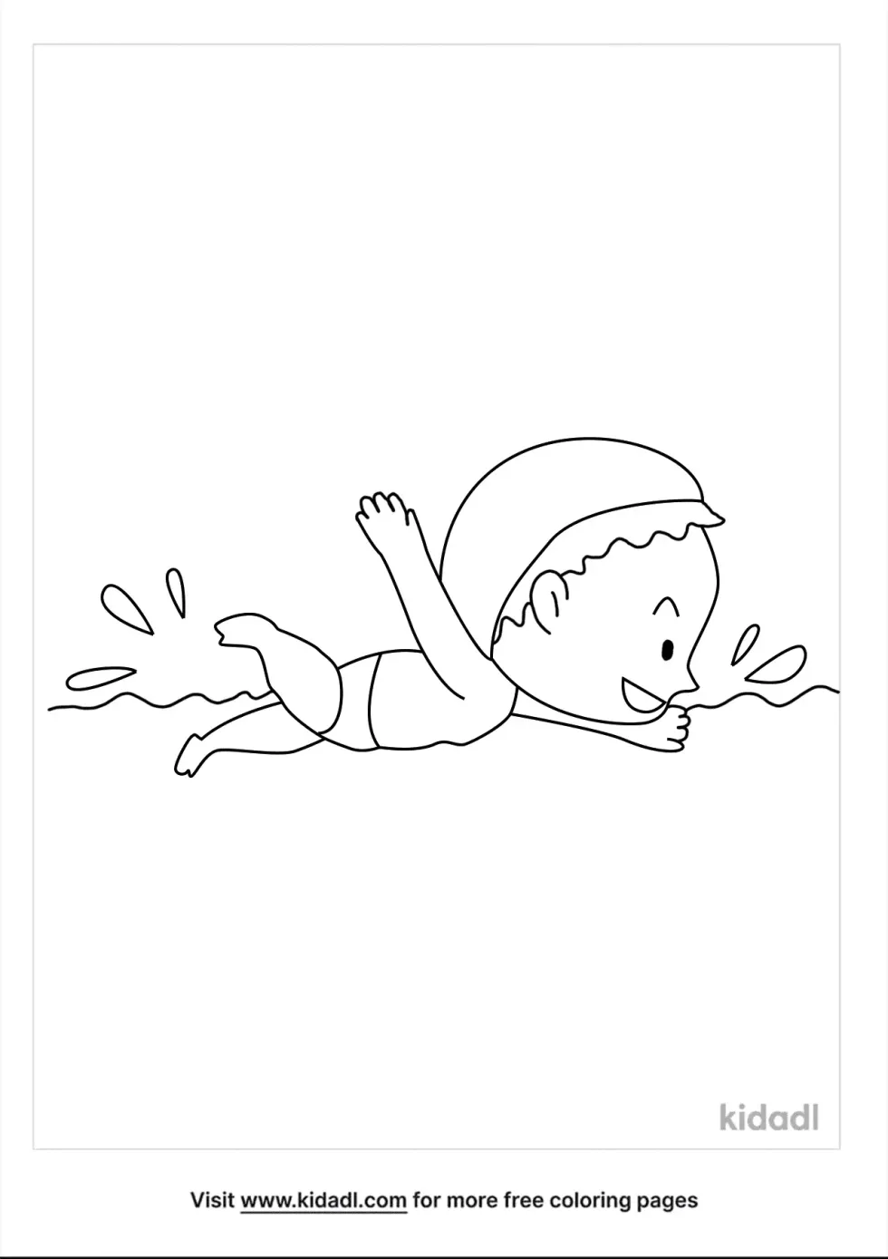 Cartoon Child Swimming Coloring Page