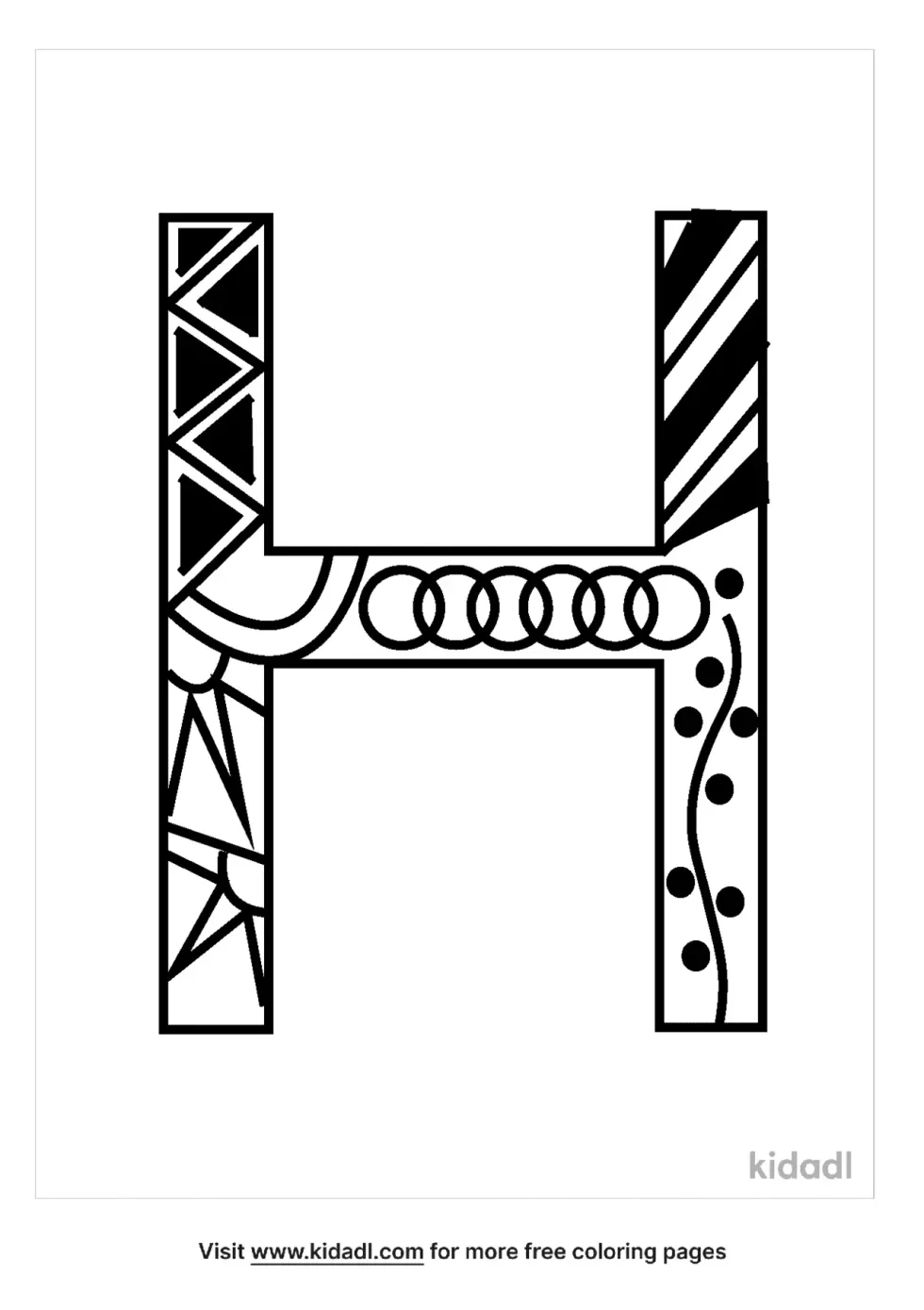 Zentangle H Coloring Page