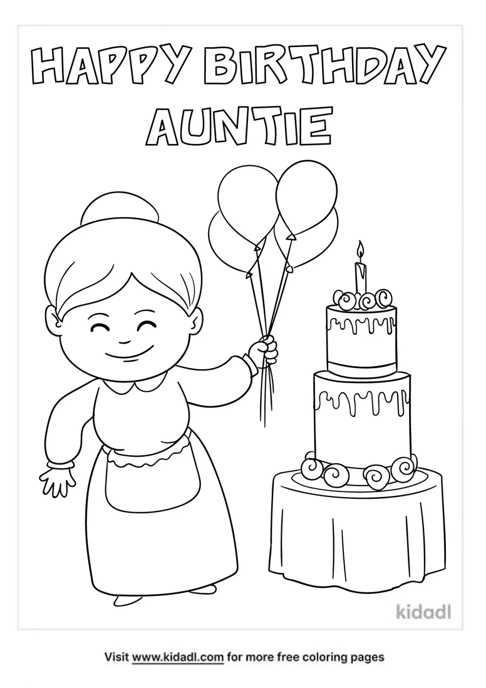 Happy Birthday Auntie Coloring Page