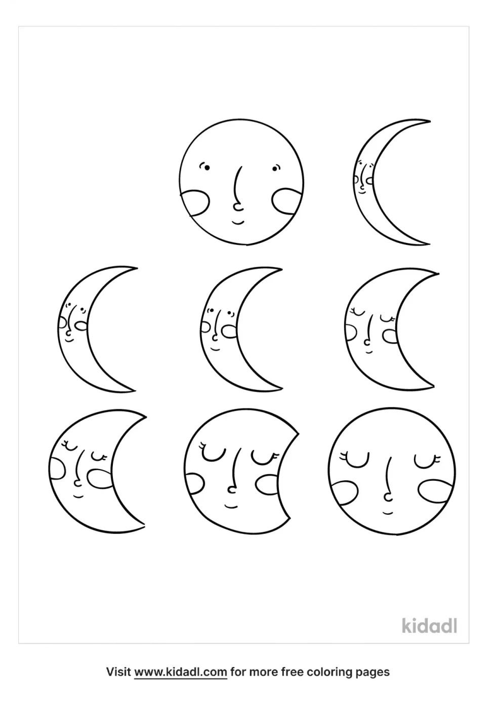 Phases Of The Moon Coloring Page