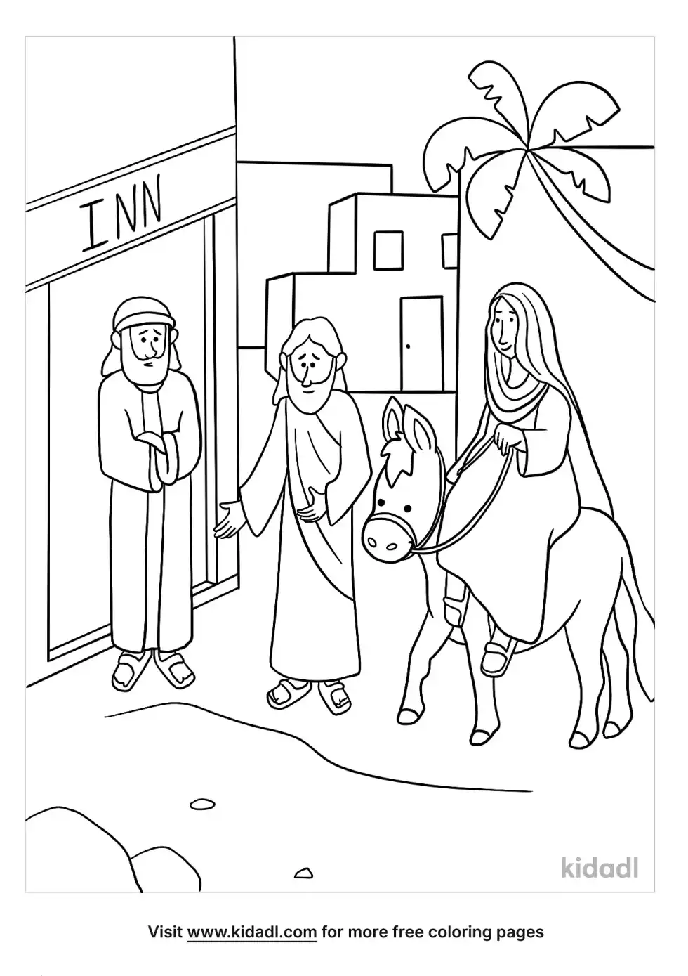 Mary And Joseph At The Inn Coloring Page