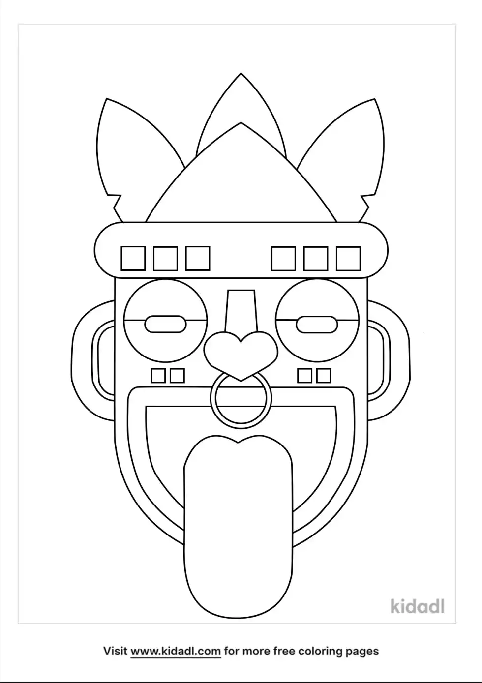 Aztec Mask Template Coloring Page