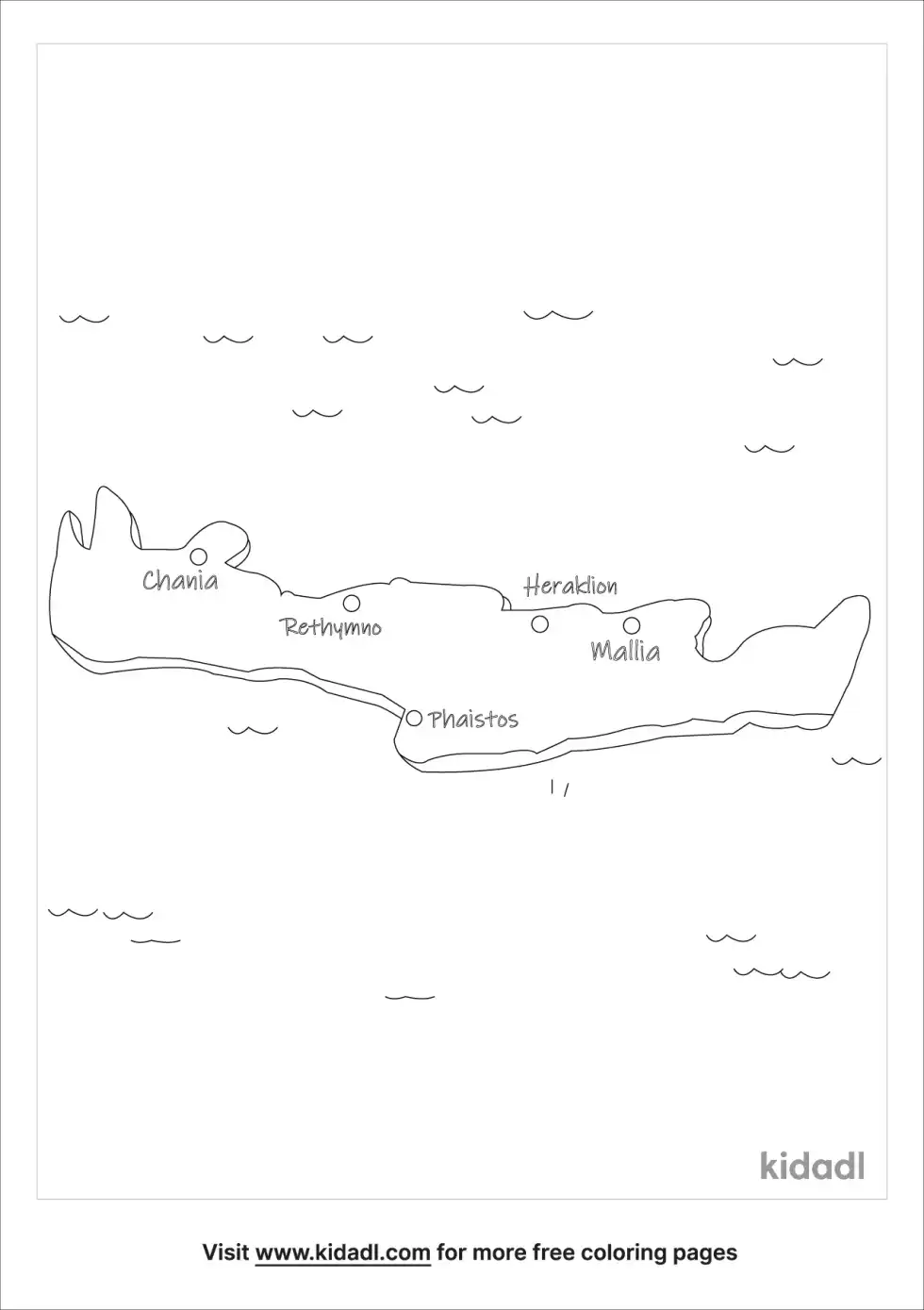 Crete Map Coloring Page