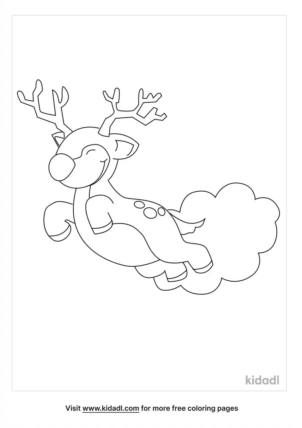 Flying Reindeer Coloring Page