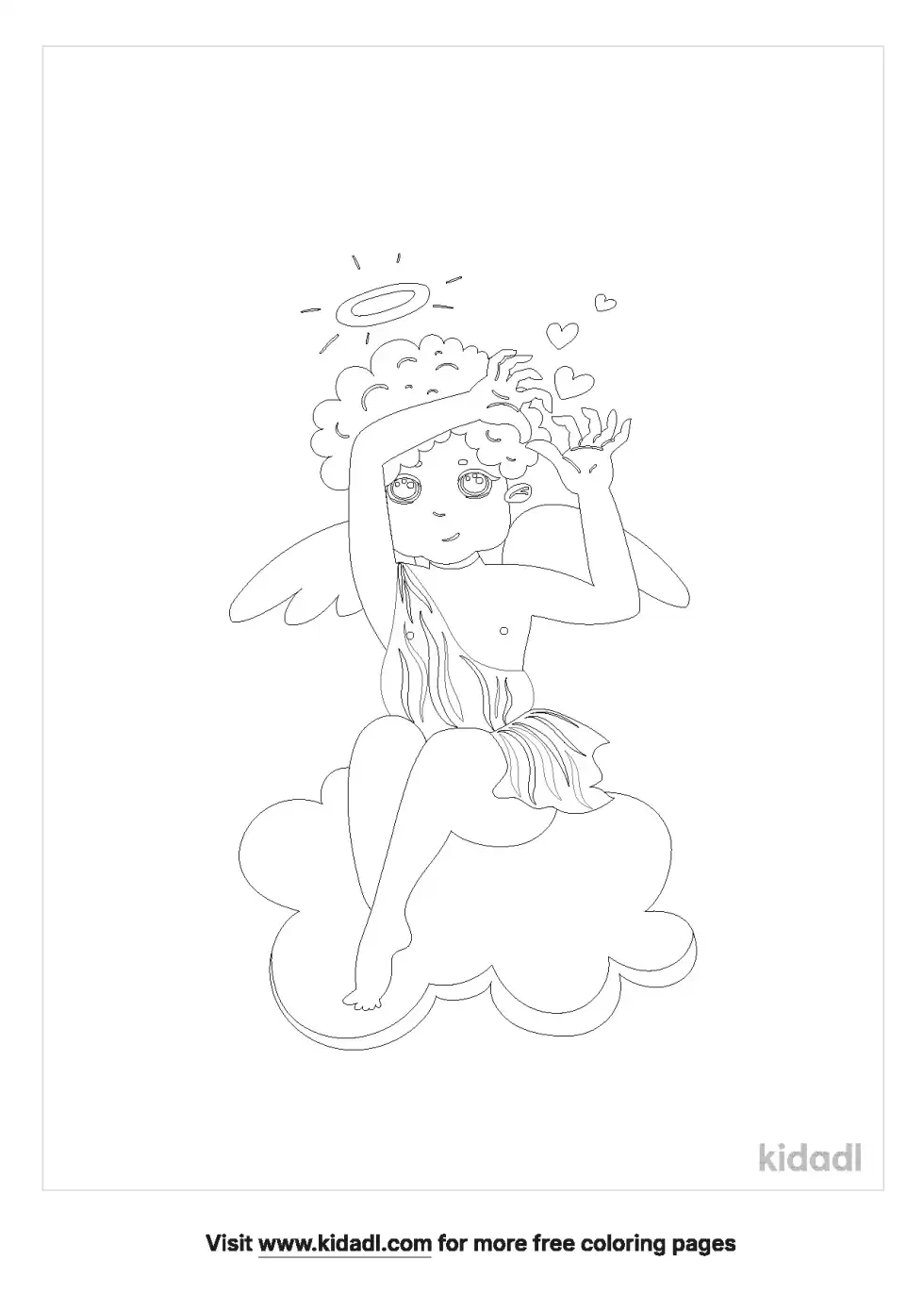 Angel Sitting On A Cloud Coloring Page