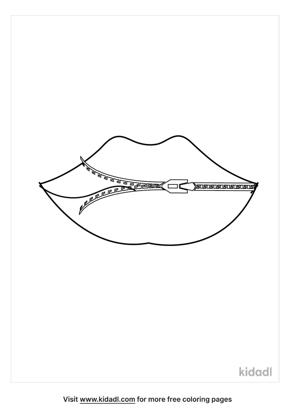 Lips With A Zipper Coloring Page