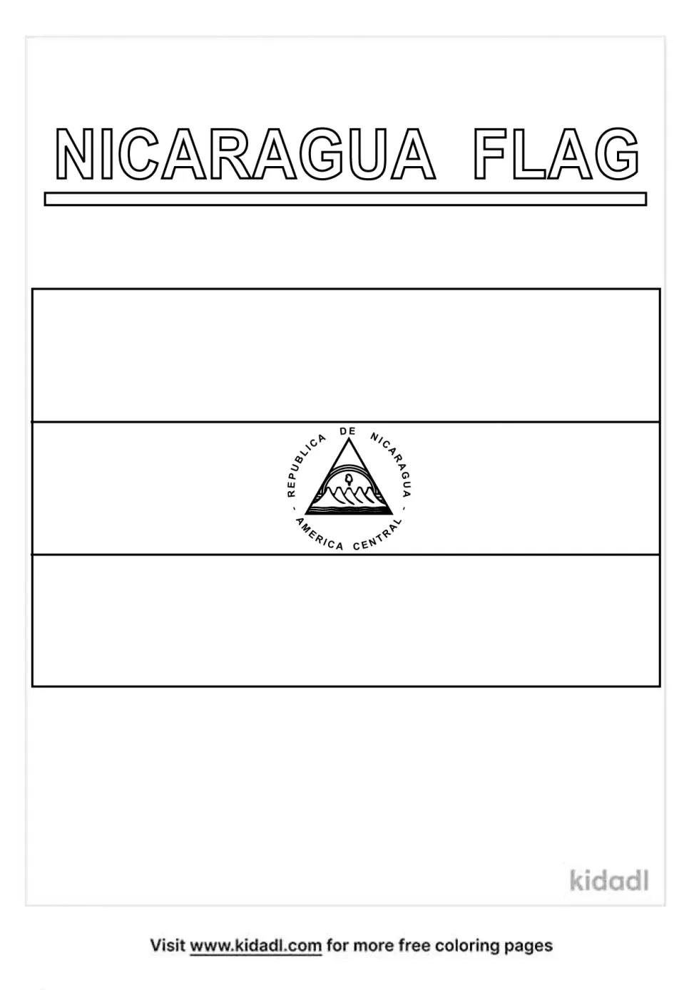 Nicaragua Flag Coloring Page