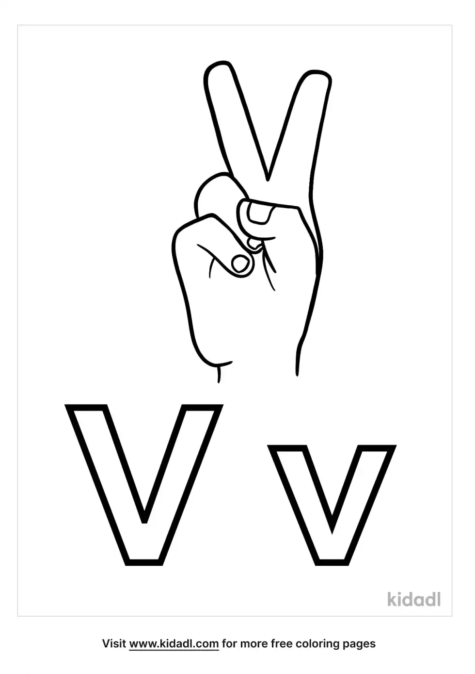 V In Asl Coloring Page