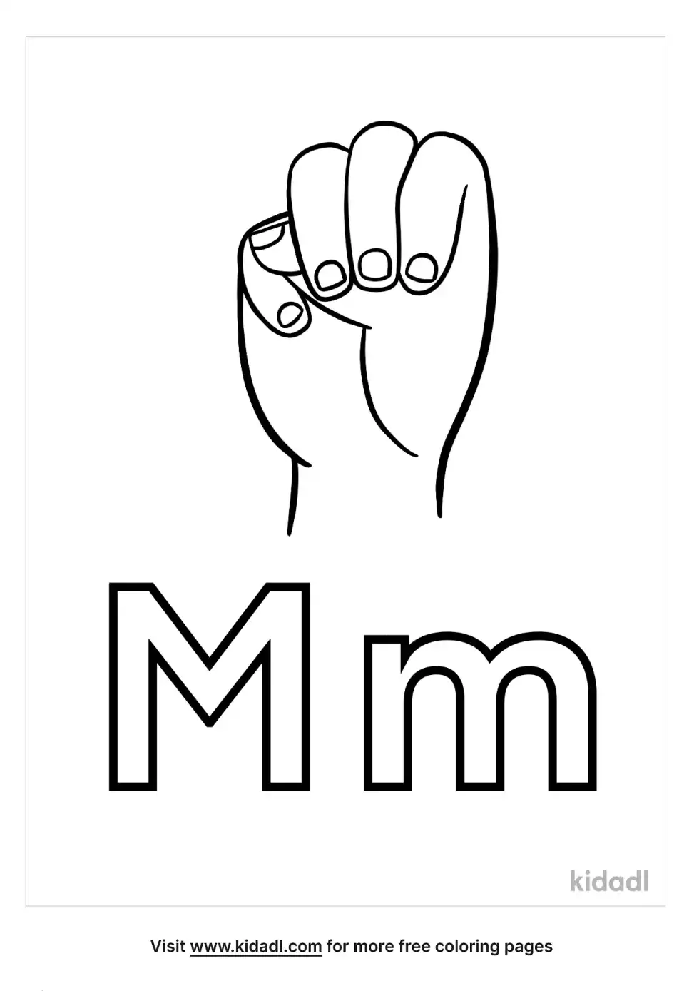 Sign Language Letter M Coloring Page