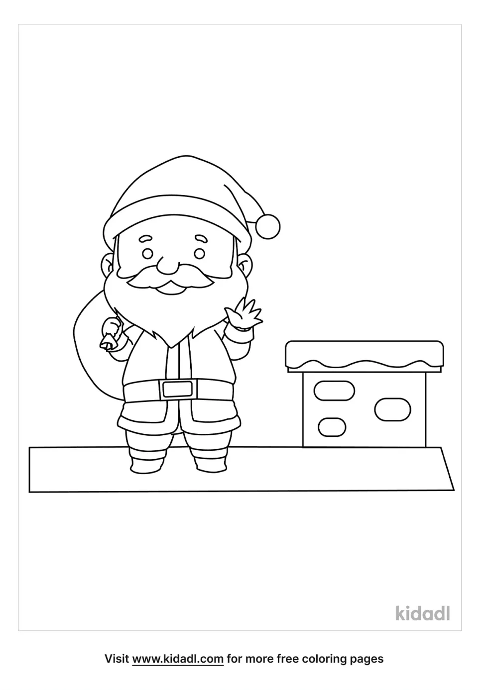 Santa On Rooftop Coloring Page