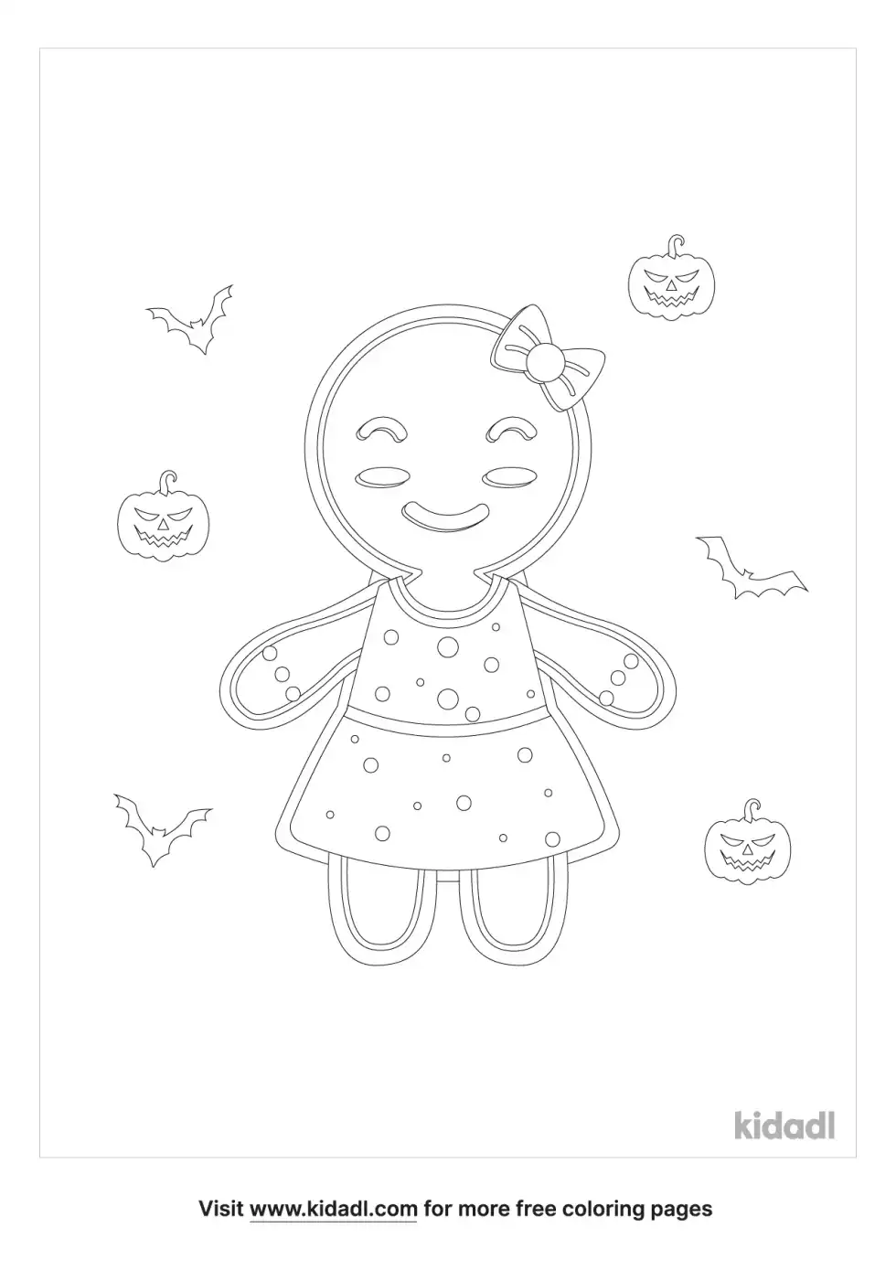 Gingerbread Girl Halloween Coloring Page