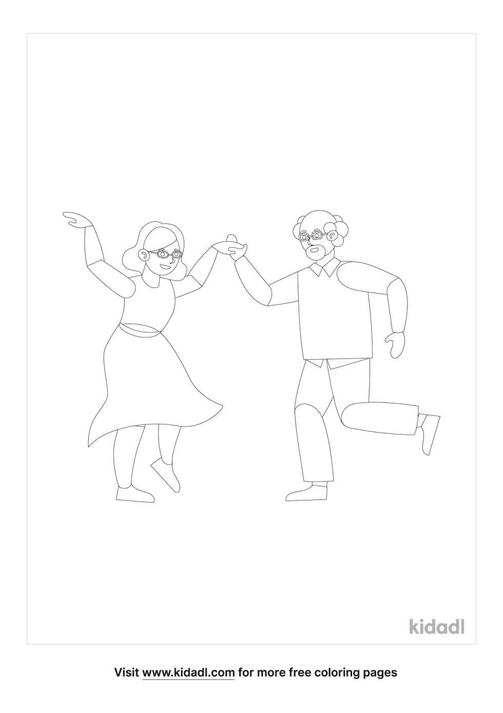 Old Couples Dancing Coloring Page