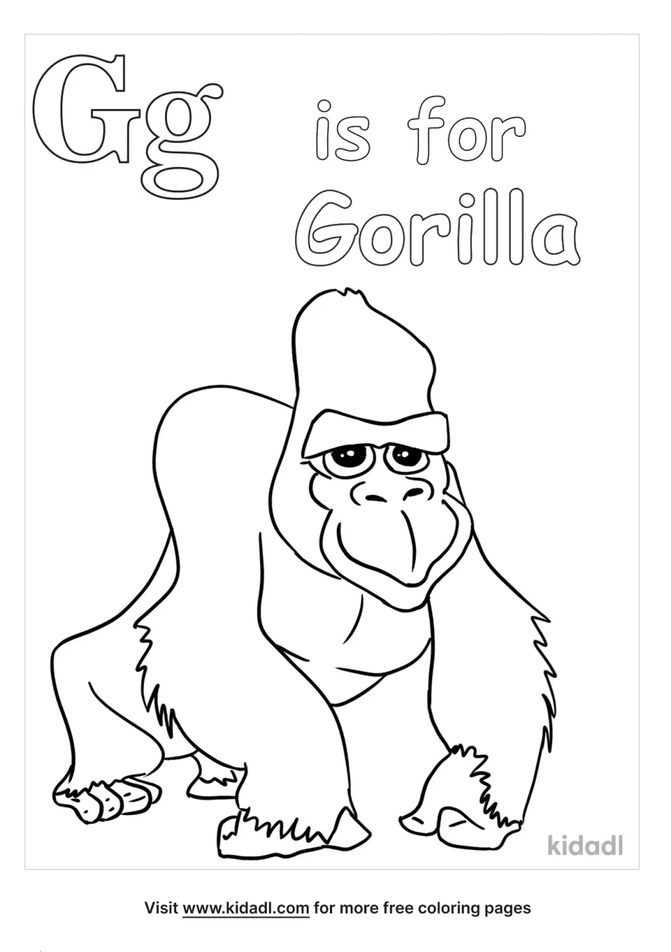 G Is For Gorilla Coloring Page