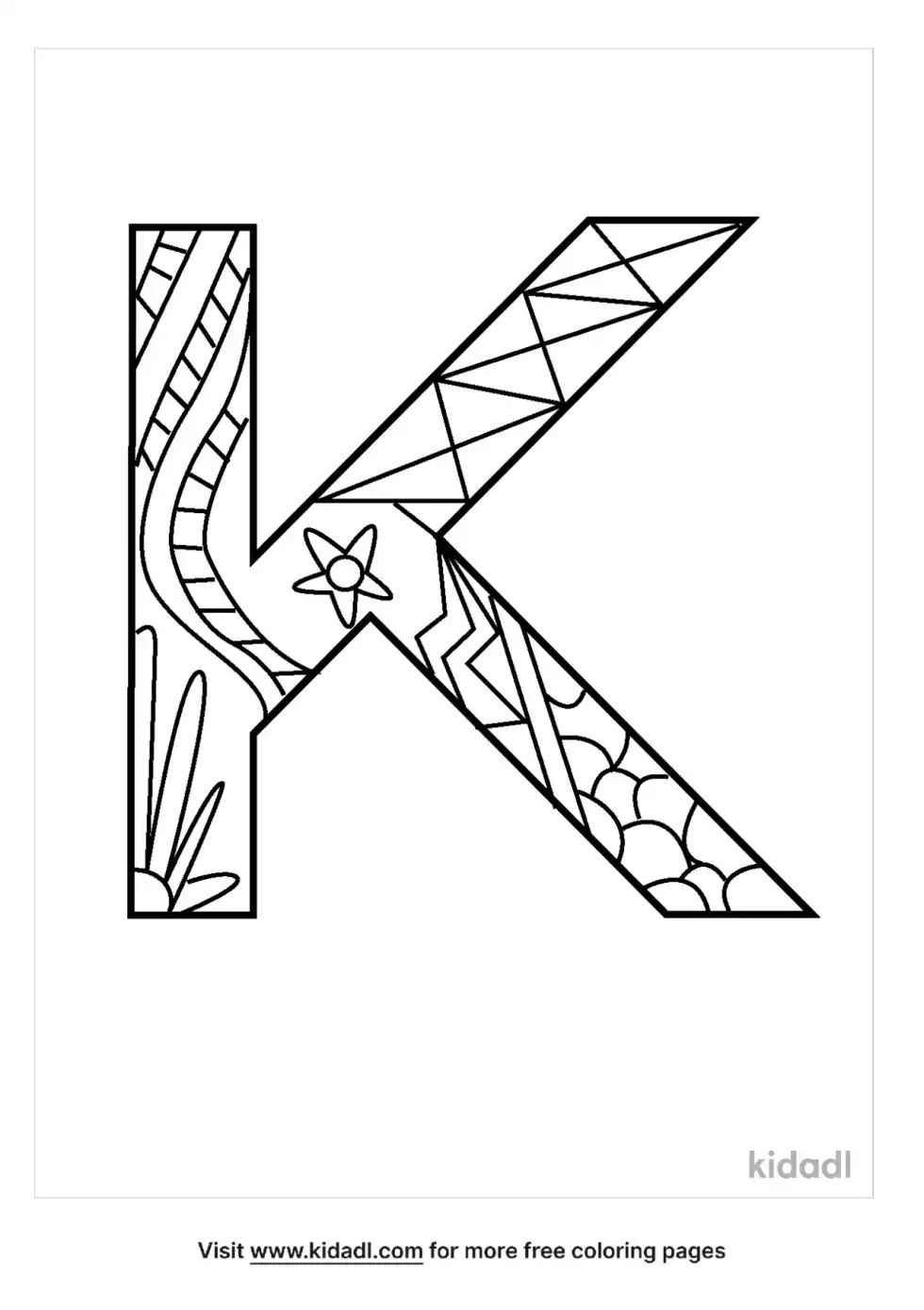 Zentangle K Coloring Page