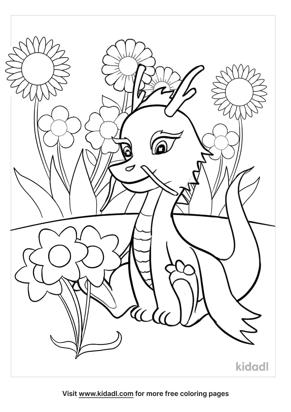 Flower Dragon Coloring Page
