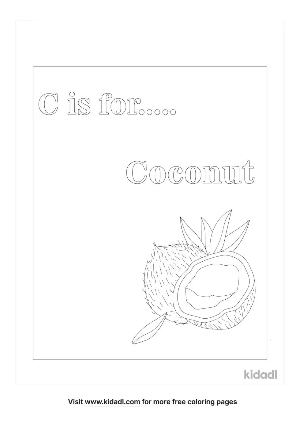 C Is For Coconut Coloring Page