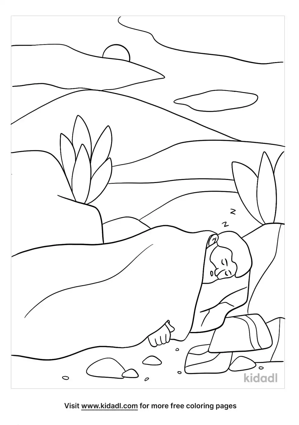 Jacob Sleeping On The Rock Coloring Page