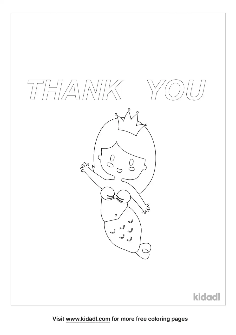 Thank You Mermaid Coloring Page