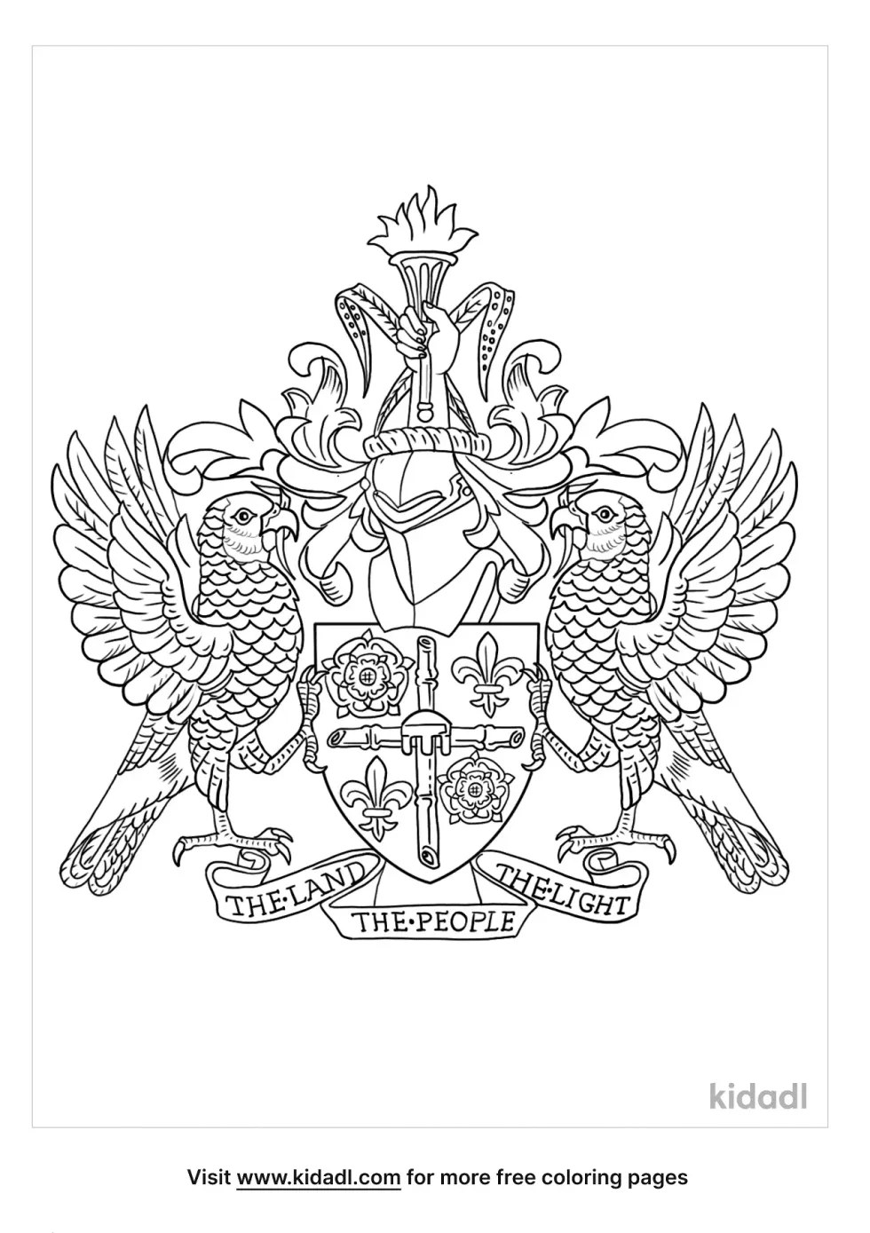 Coat Of Arms Of St Lucia Coloring Page