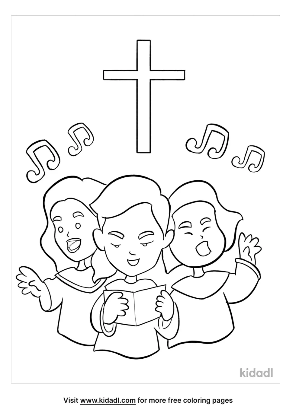 Children Singing At Church Coloring Page