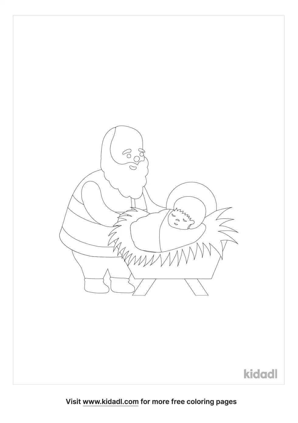 Santa And Baby Jesus Coloring Page