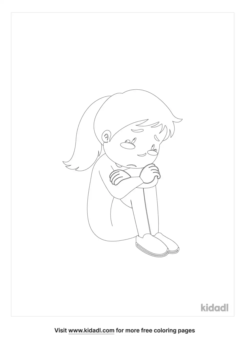 Sad Girl Cry Coloring Page