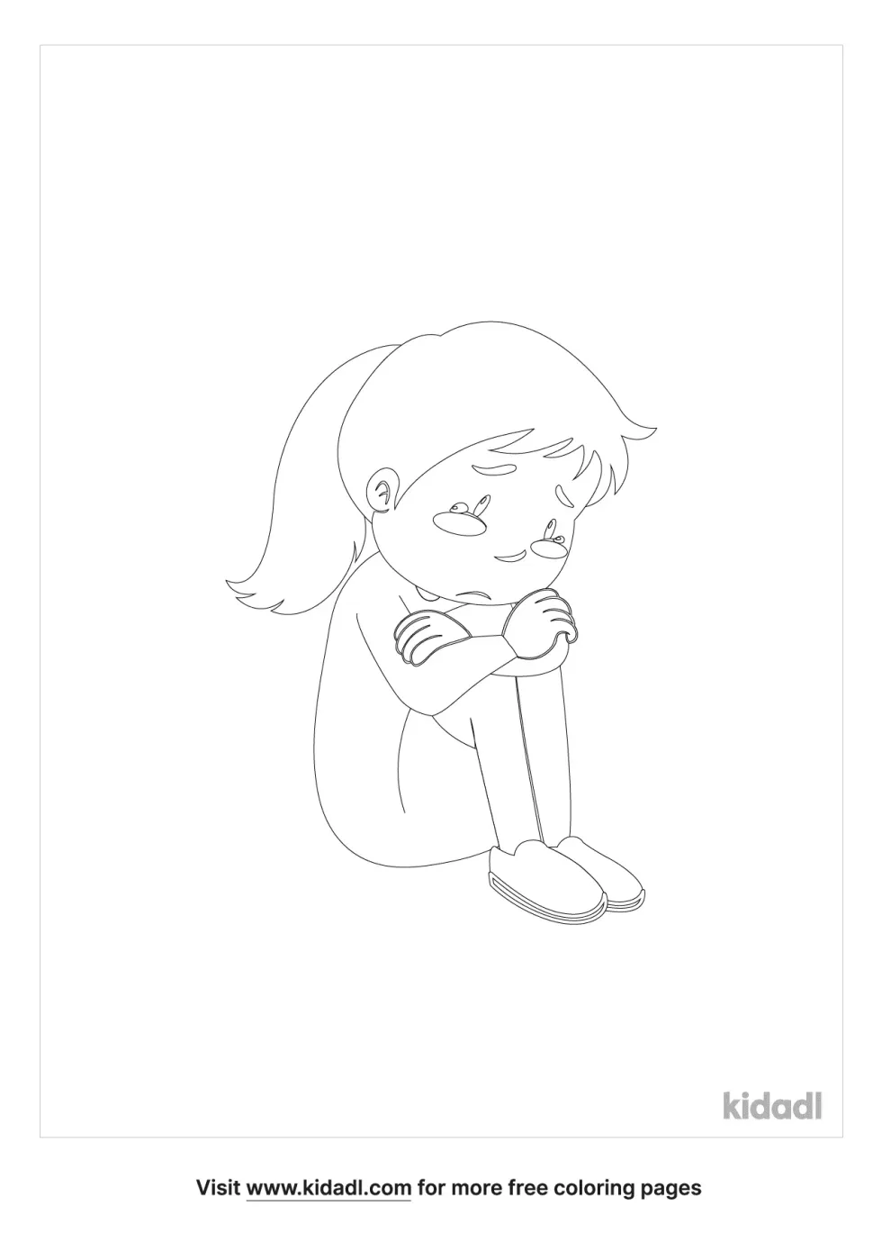 Sad Girl Cry Coloring Page