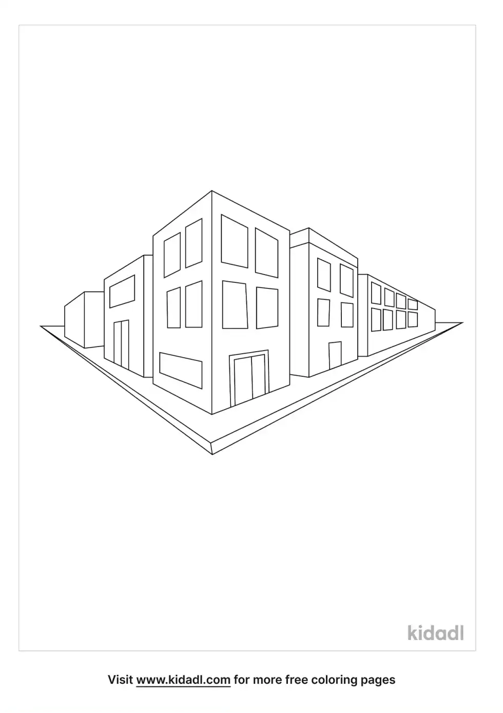 Point Perspective Street Coloring Page