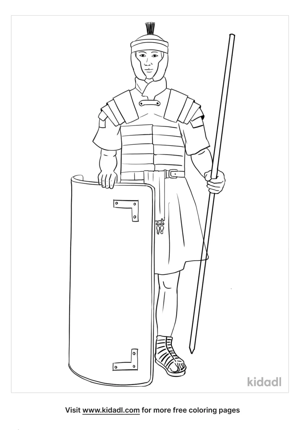 Ancient Soldier Marching Coloring Page