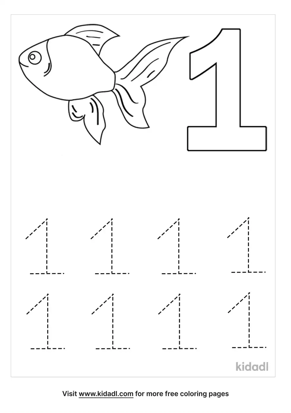 Kindergarten Numbers Tracing Coloring Page