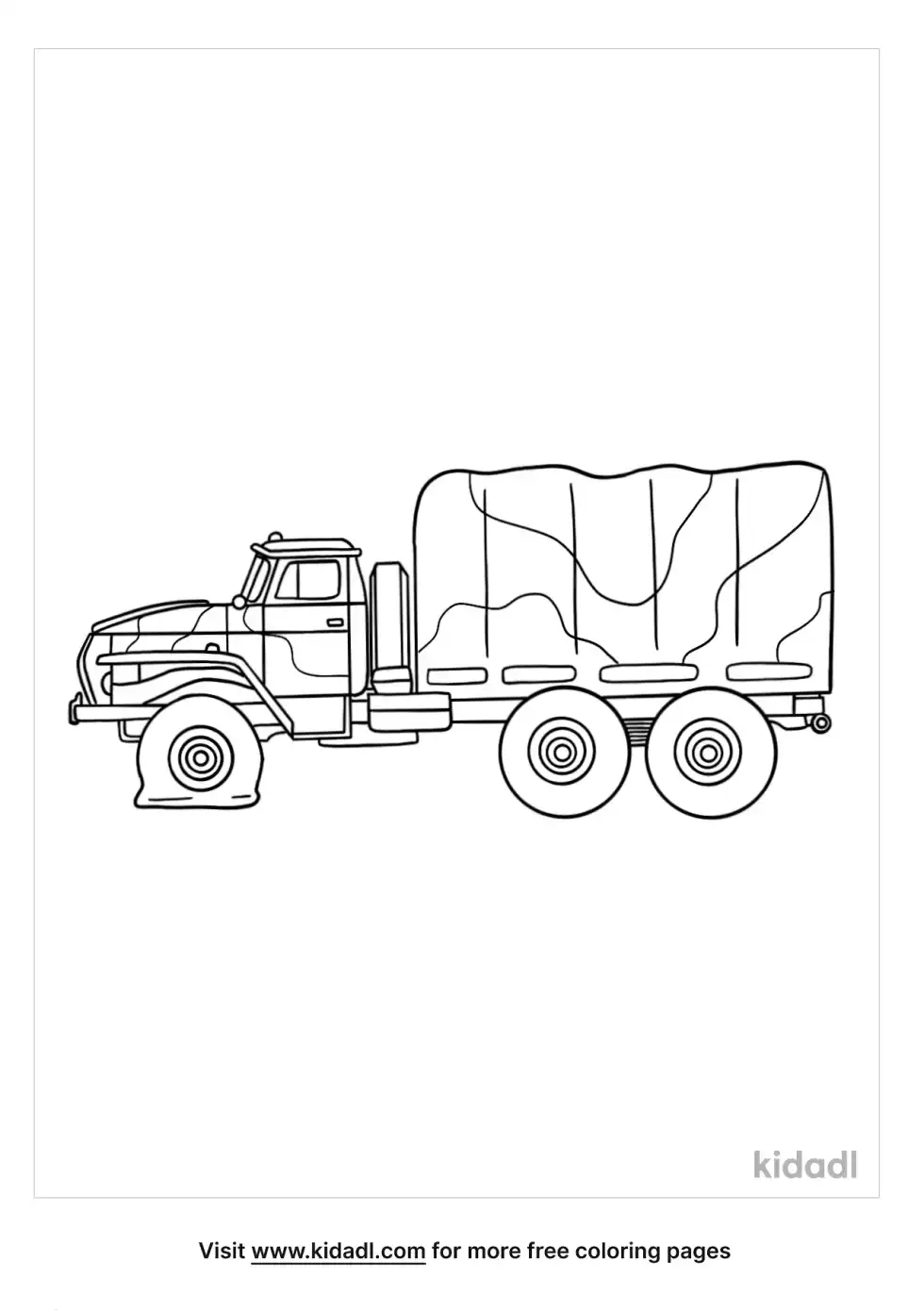 Army Truck With Flat Tire Coloring Page