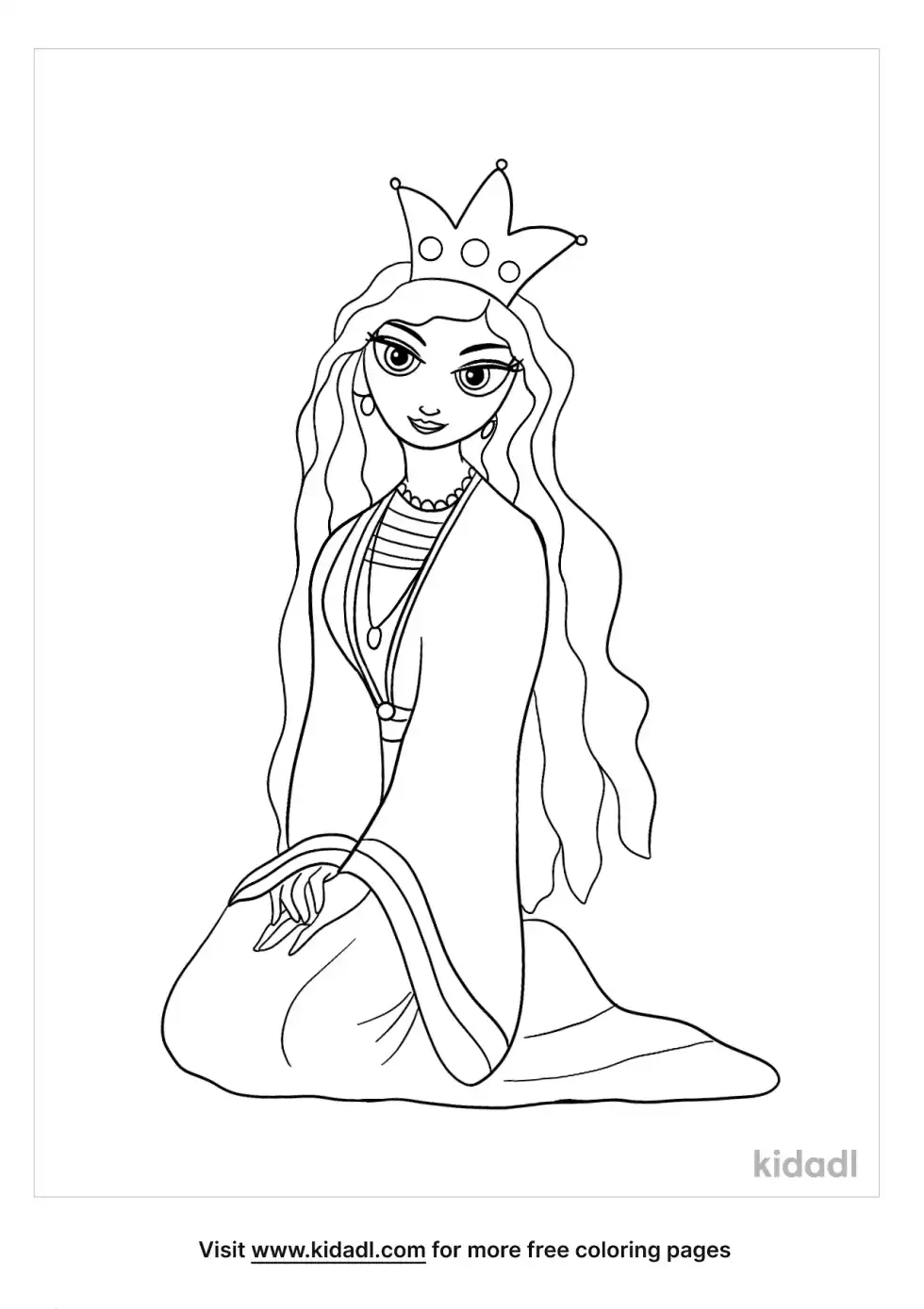 Kneeling Princess Coloring Page