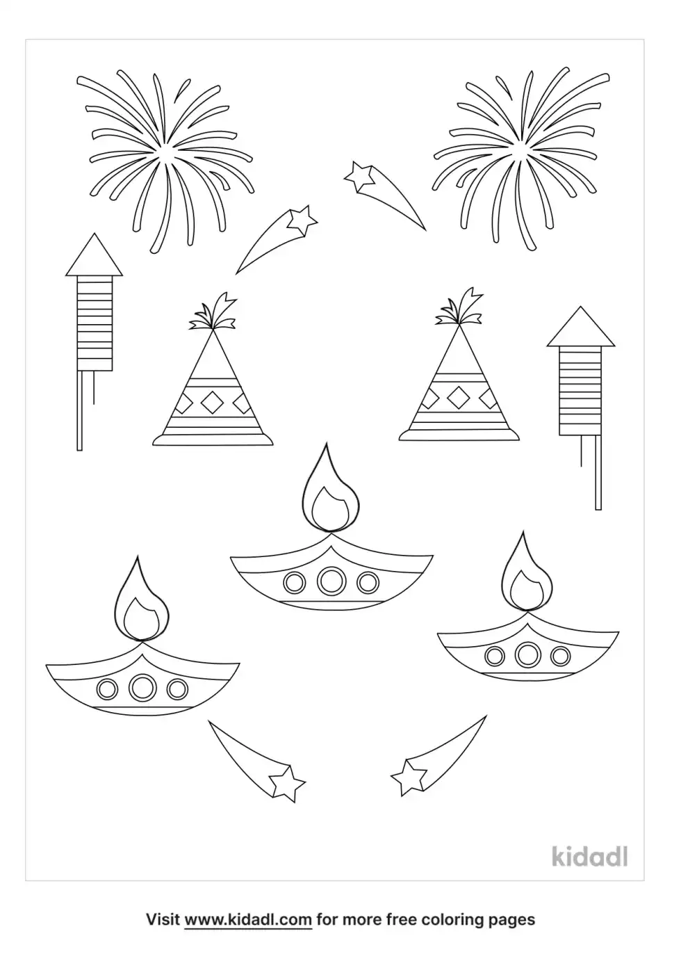 Diwali Fireworks Coloring Page