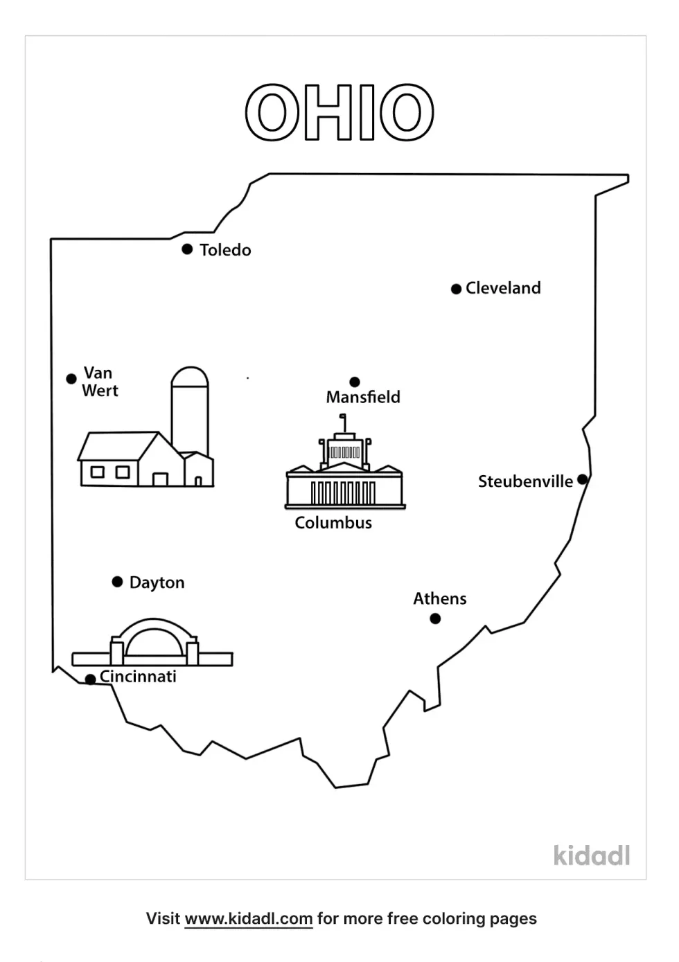 Ohio Map Coloring Page