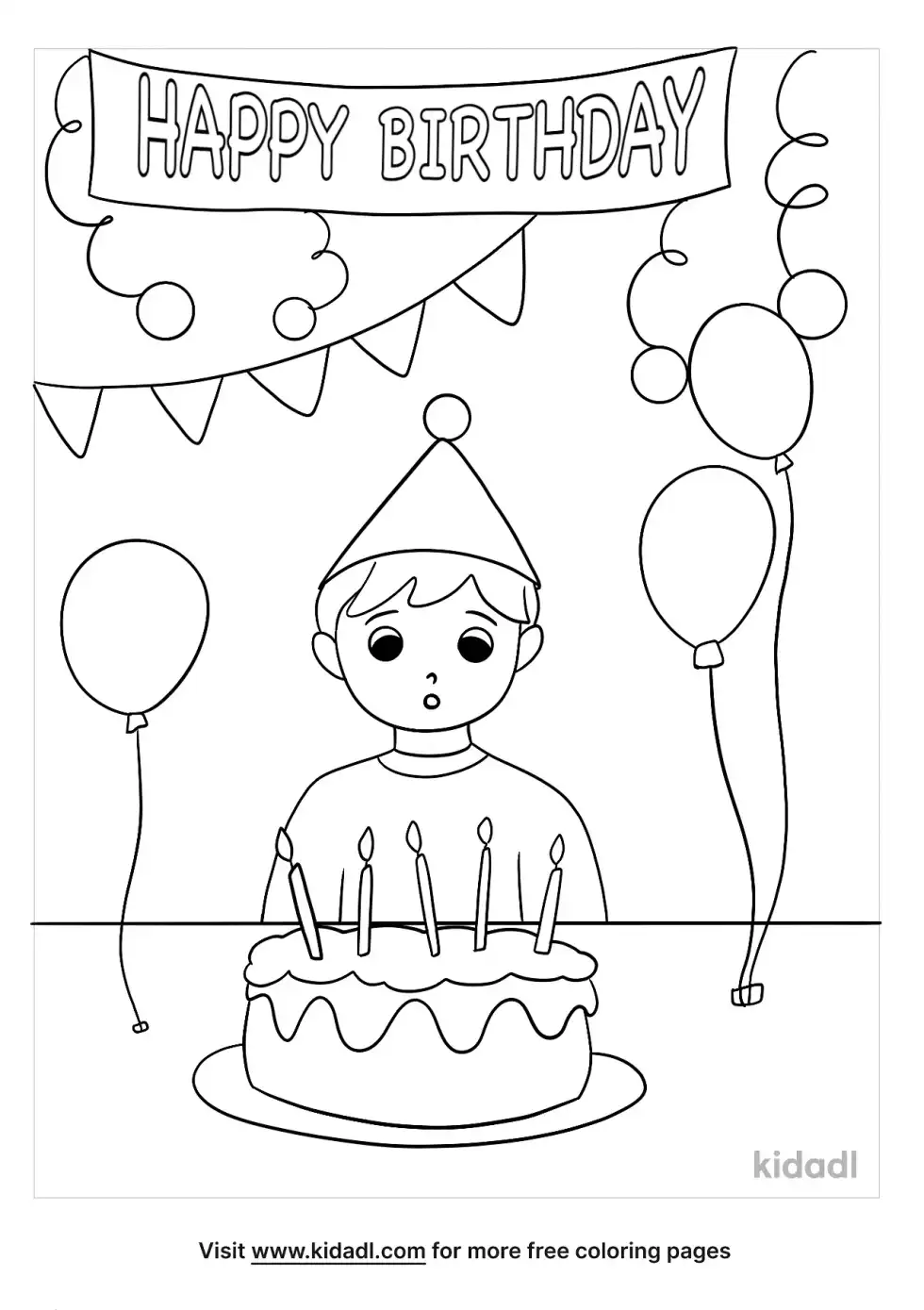 Boy Birthday Party Coloring Page