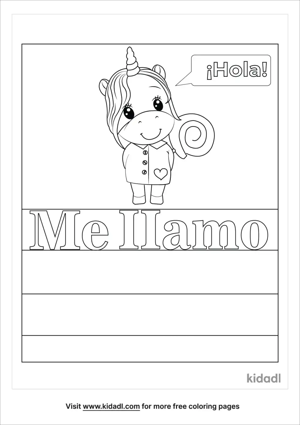 Hola Me Llamo Coloring Page
