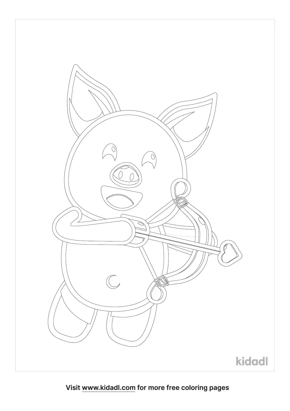 Cupid Pig Coloring Page