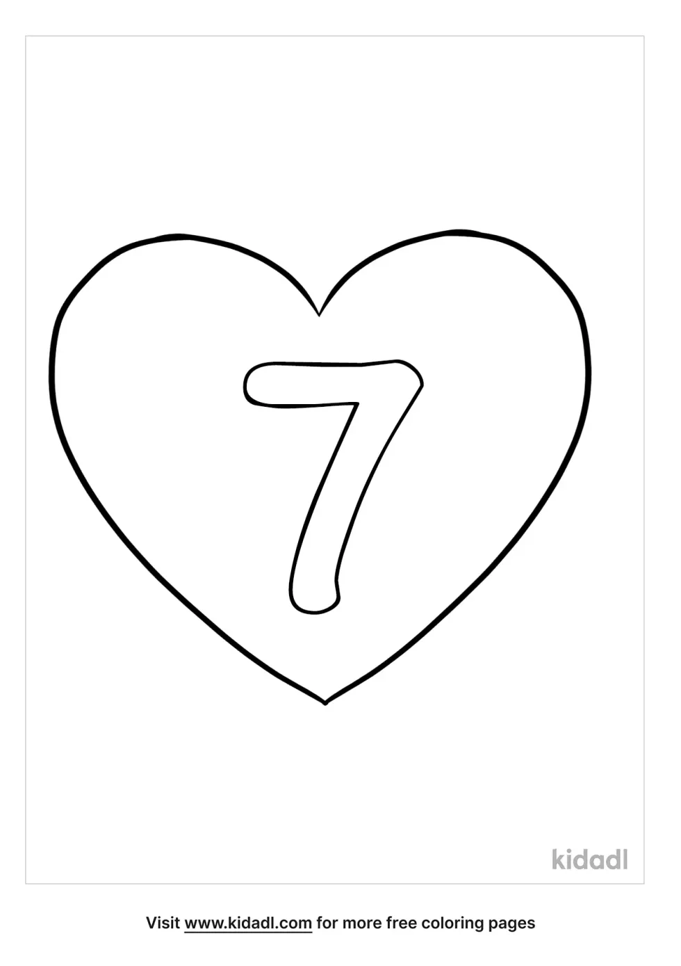 Clipart Heart With Number 7 Coloring Page