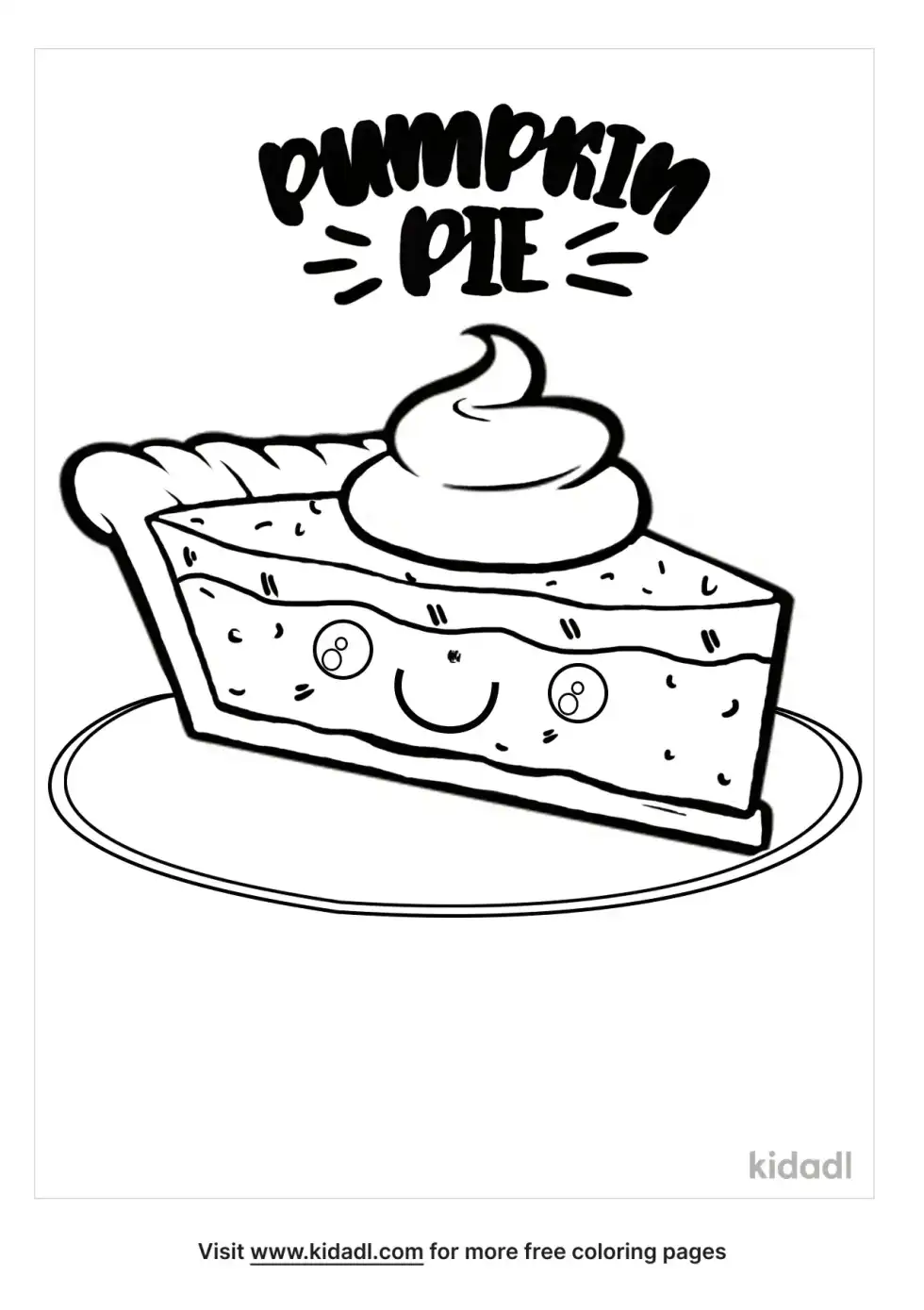 Kawaii Pumpkin Pie Coloring Page