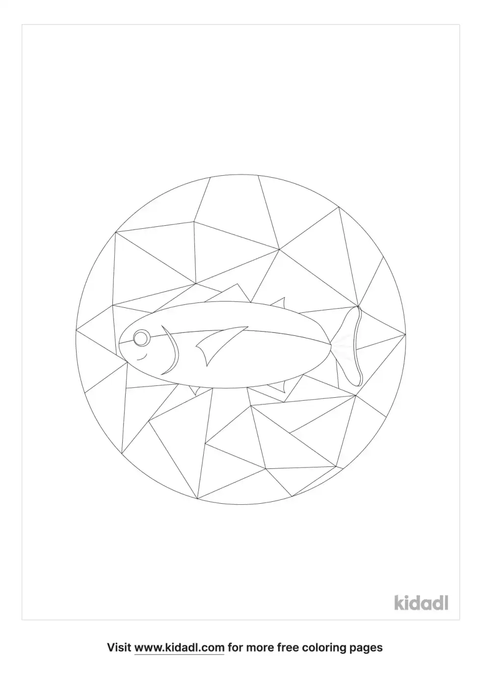 Stained Glass Fishing Coloring Page