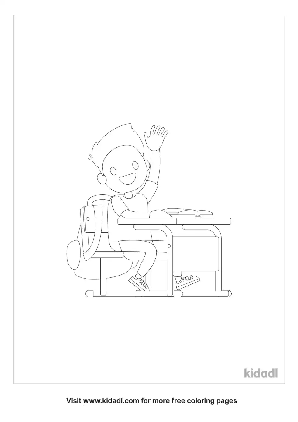 Student Raise Your Hand Coloring Page
