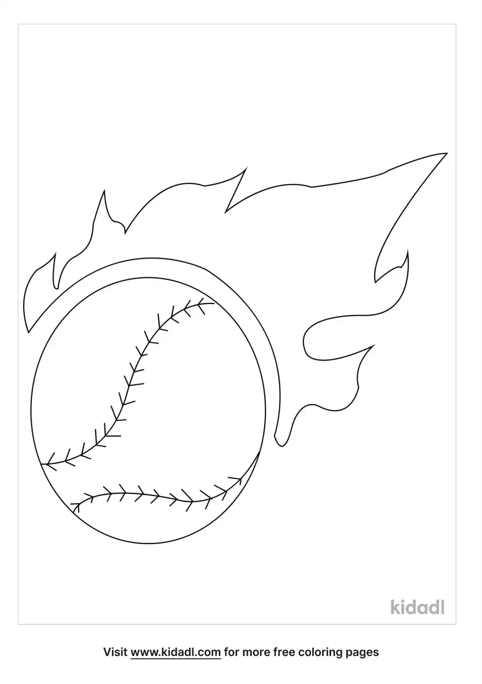 Baseball Flames Coloring Page