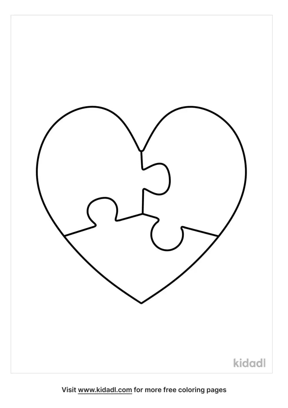 3 Piece Heart Coloring Page