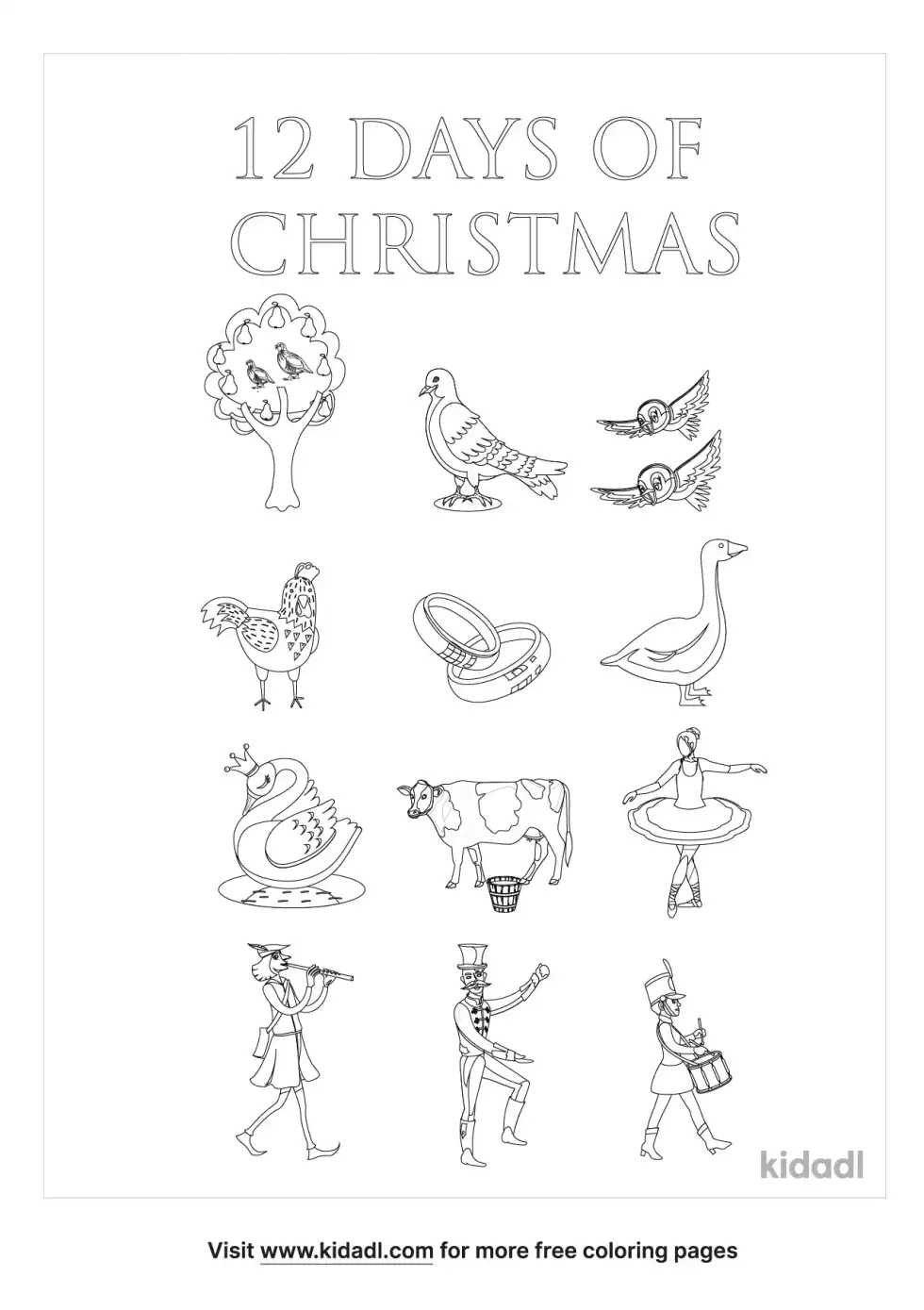 12 Days Of Christmas Coloring Page
